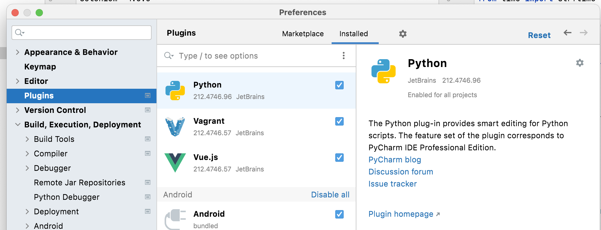 IntelliJ python plugin